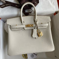 Hermes Birkin 25cm Cream Togo Leather Gold Hardware Bag