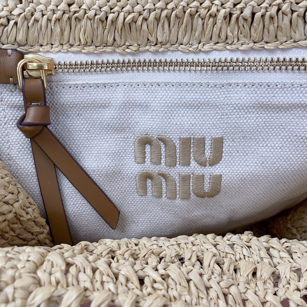 Crochet Tote Bag 23 in Natural Woven Raffia