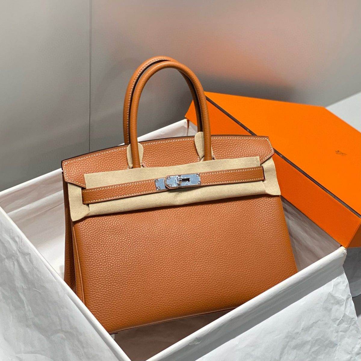 Hermes Birkin 30cm Brown Togo Leather Silver Hardware Bag