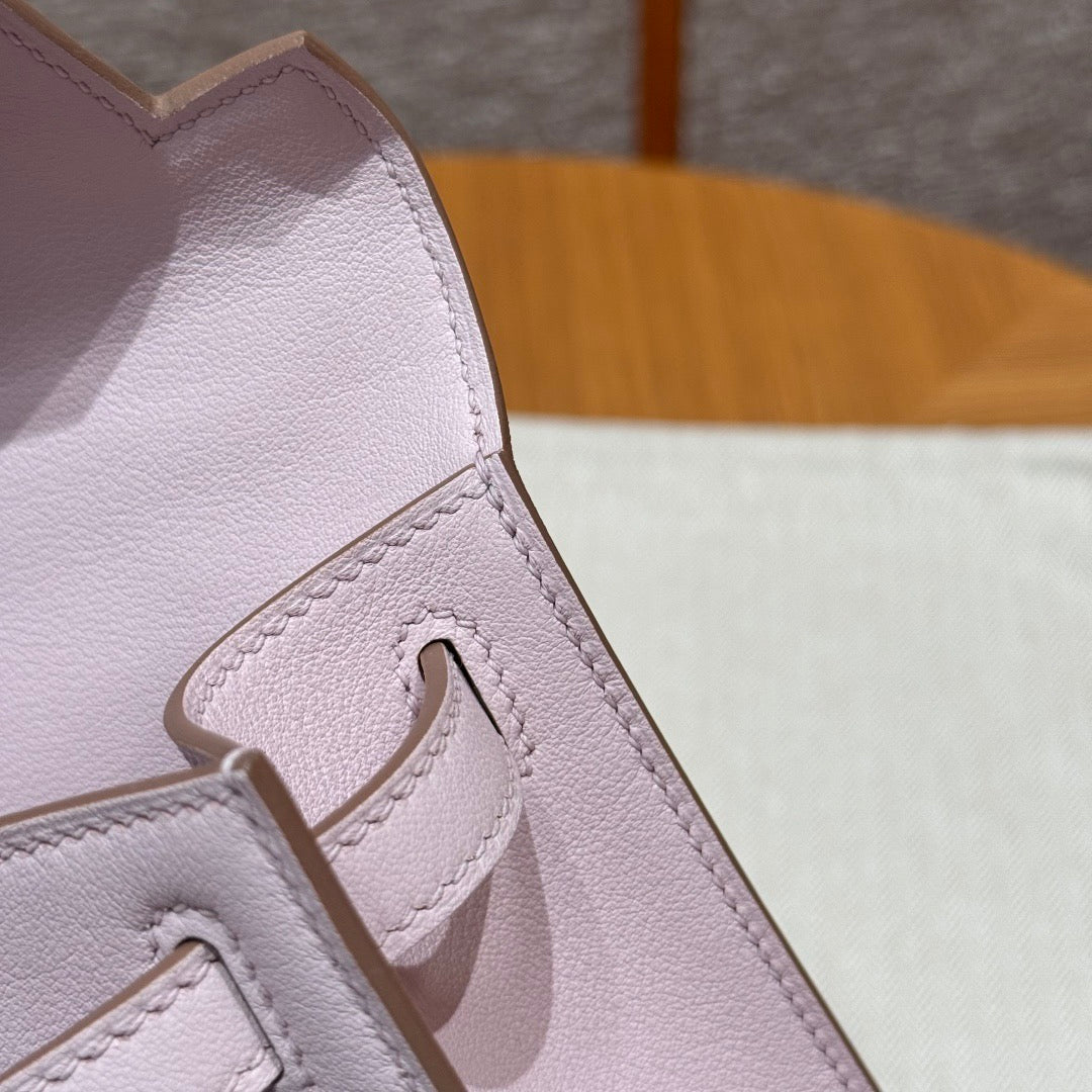 Hermes Kelly Pochette 22 in Light Pink Calfskin Silver Hardware Bag