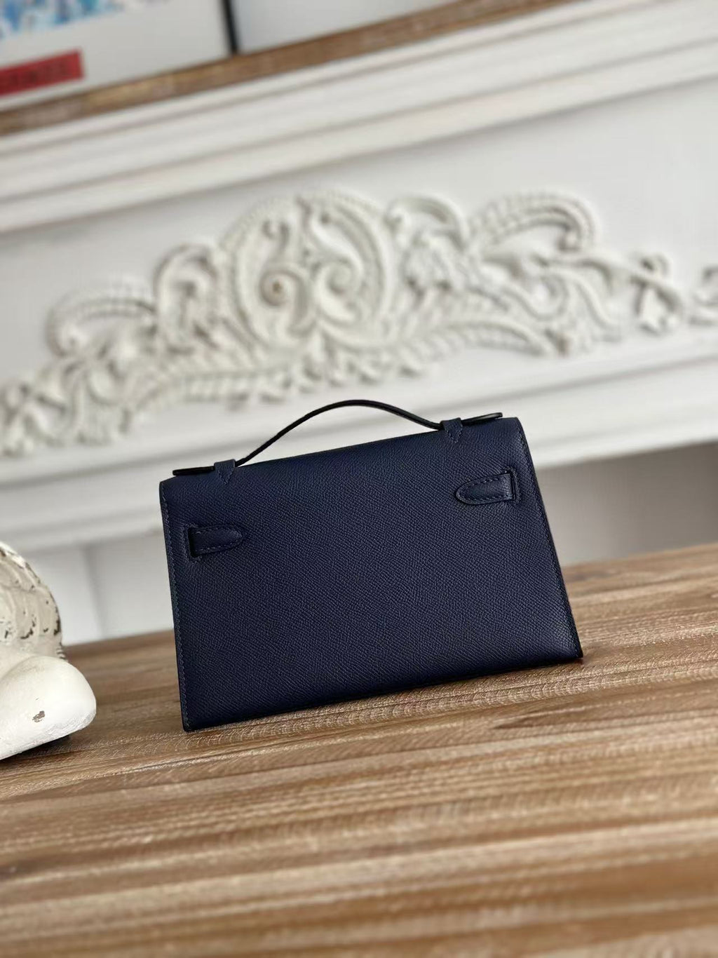 Hermes Kelly Mini Pochette 22 in Navy Blue Calfskin Bag