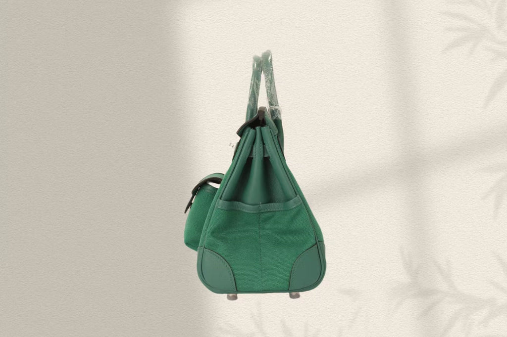 Hermes Birkin Cargo 25cm Green Canvas and Leather Silver Hardware Bag