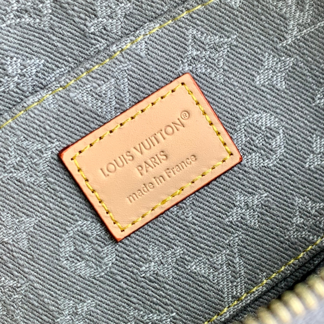 Louis Vuitton Cosmetic Pouch 19 in Grey Monogram Denim Gold Hardware