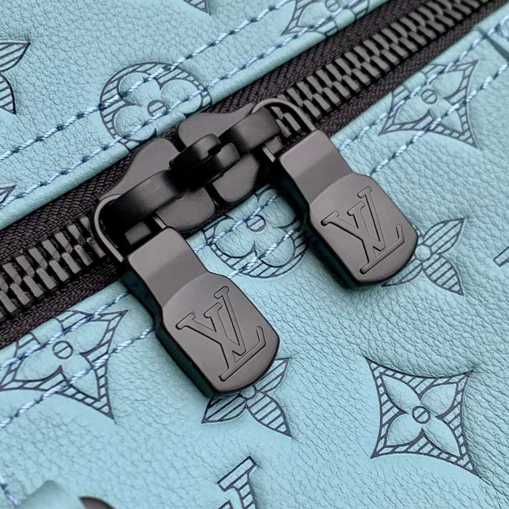 Louis Vuitton Keepall Bandoulière 50 in Sky Blue Monogram Shadow Embossed Calfskin Bag