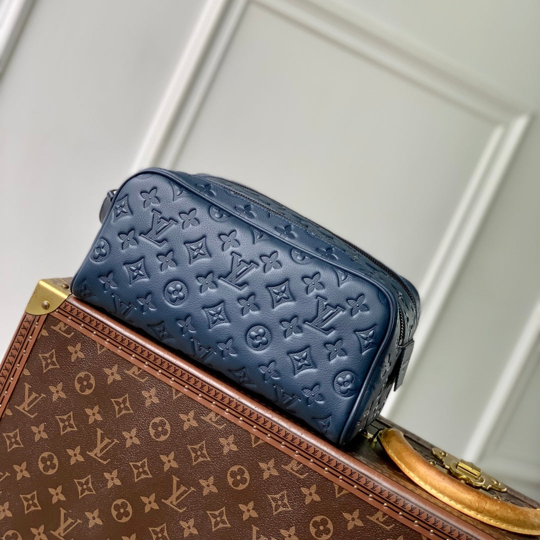 Louis Vuitton Dopp Kit 28 in Dark Blue Monogram Shadow Calfskin Bag