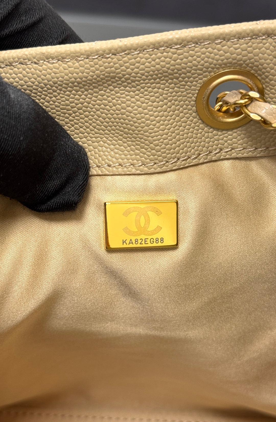 Chanel 25S Hobo Bag 30 in Golden Beige Caviar with Gold Hardware
