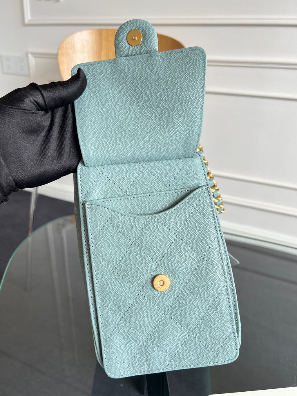Chanel 25S Hobo Bag 30 in Soft Teal Blue Caviar with Gold Hardware