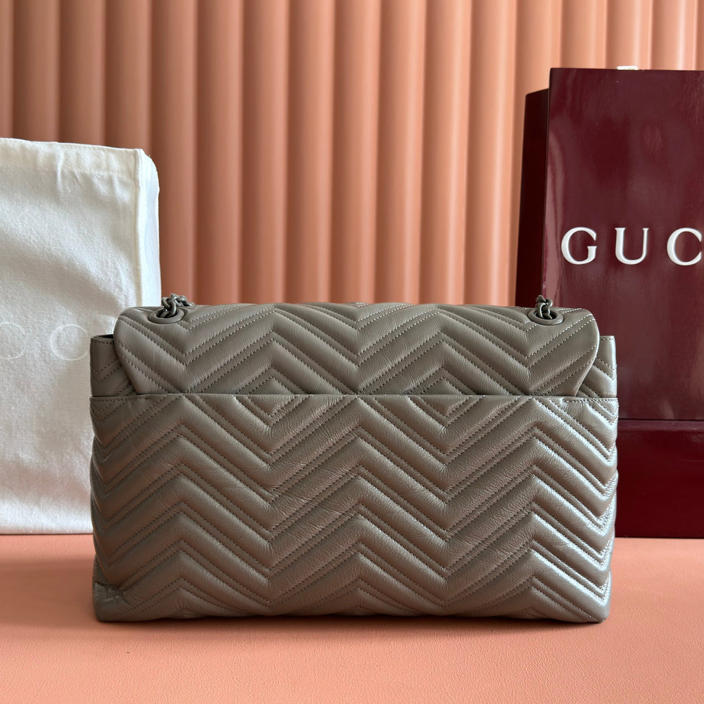 Gucci 26S Marmont Bag 37 in Brownish Gray Calfskin