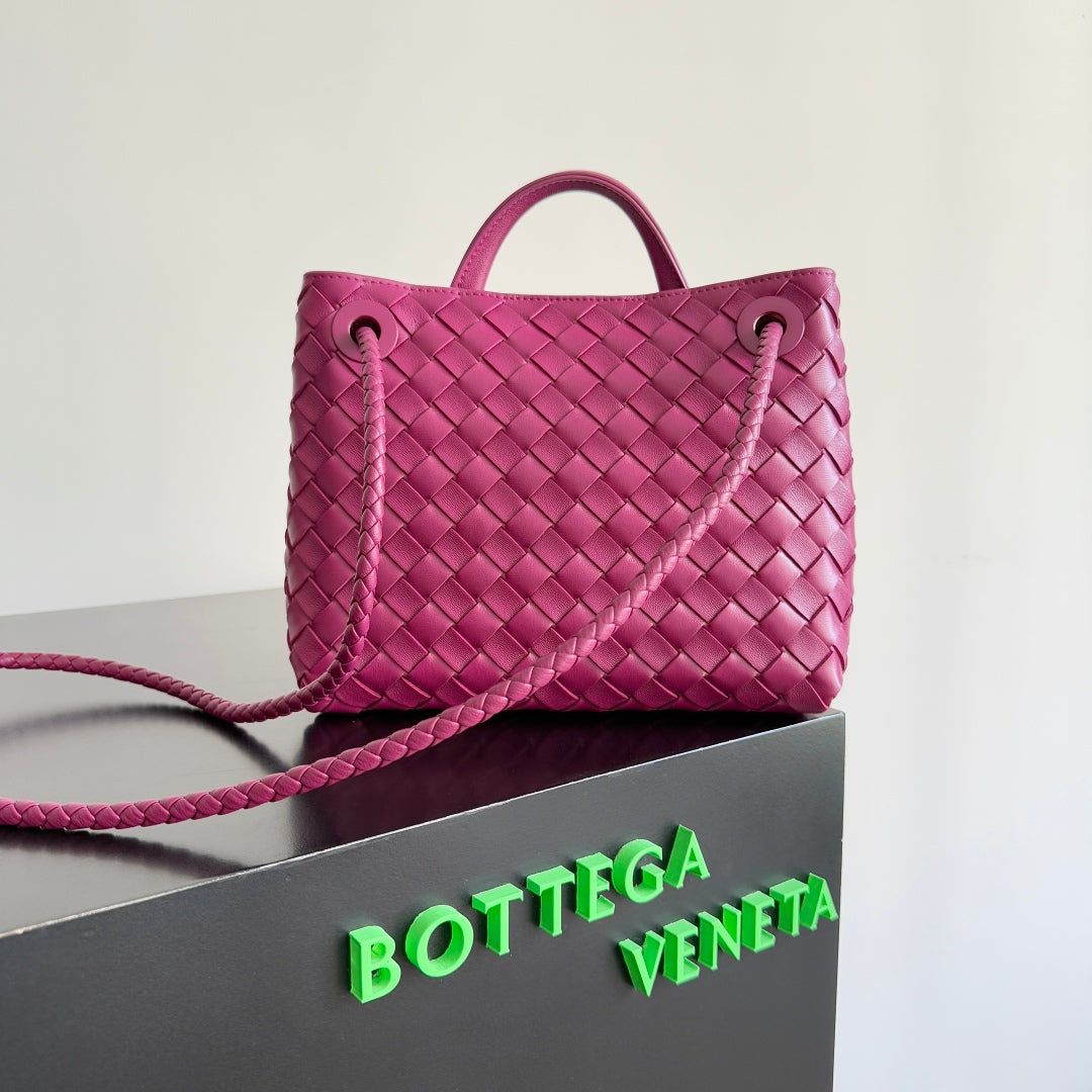 Bottega Veneta 25S Andiamo 25 in Raspberry Pink Calfskin Bag