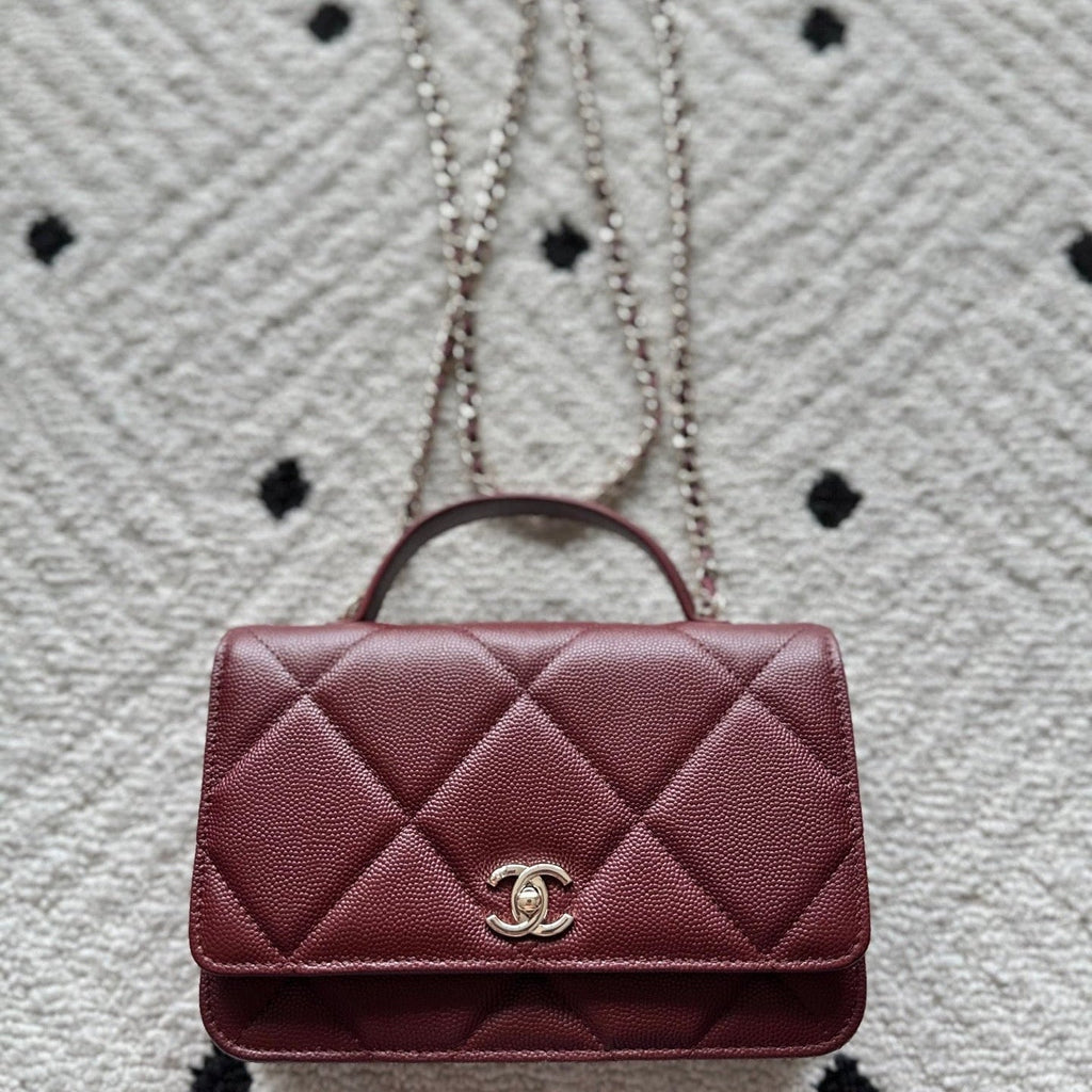 Chanel 25S Mini Flap Bag 19 in Dark Red Caviar Leather