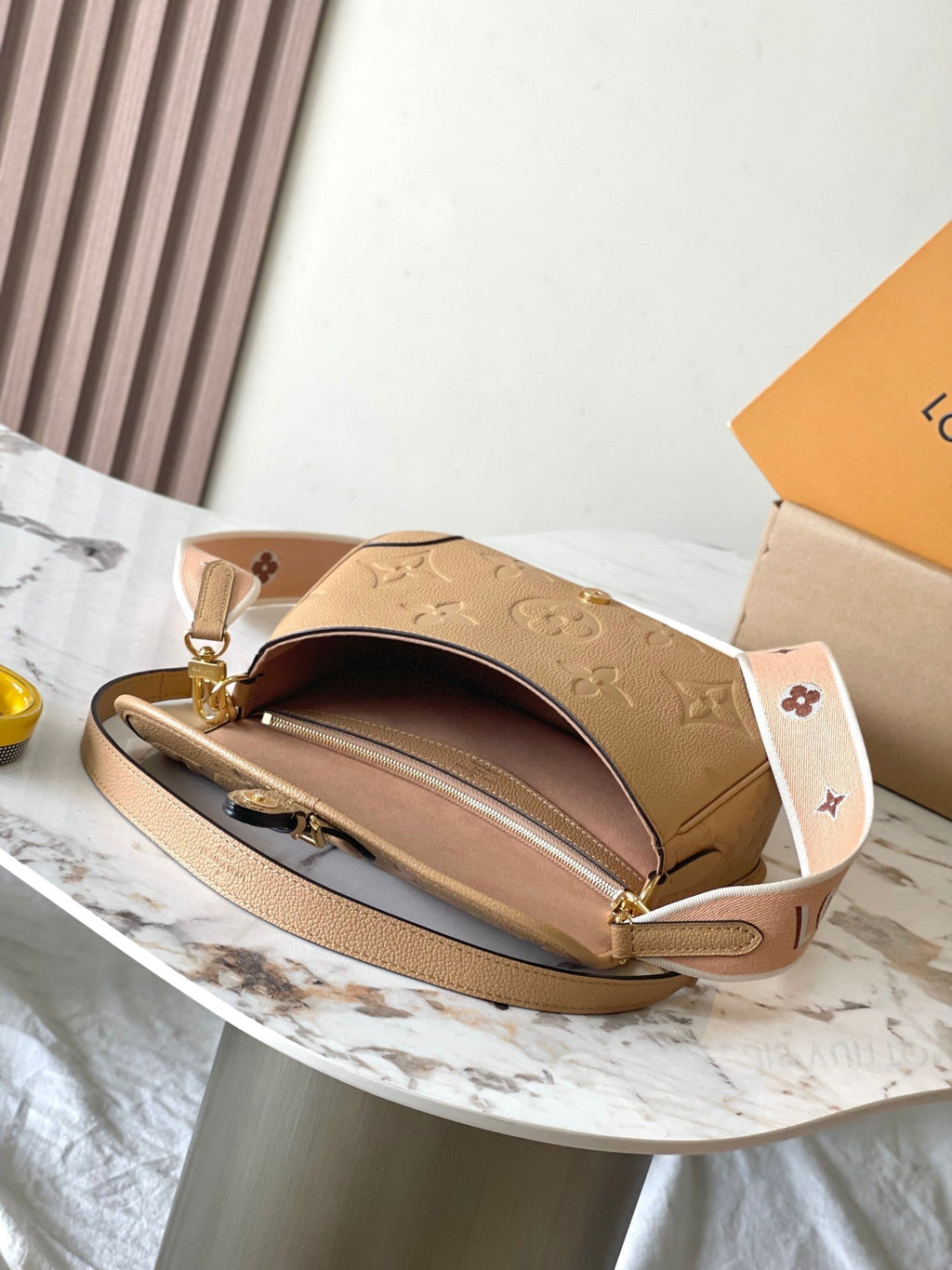 Louis Vuitton Diane 23 in Warm Tan Brown Embossed Grained Calfskin Bag
