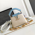 Louis Vuitton Capucines Nano 16 in Pearl White Mix Sky Blue Taurillon Gold Hardware Bag