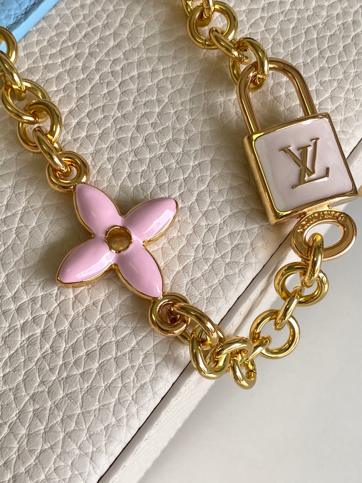 Louis Vuitton Capucines Nano 16 in Pearl White Mix Sky Blue Taurillon Gold Hardware Bag
