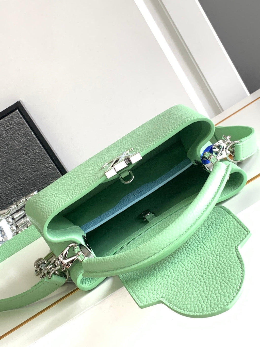 Louis Vuitton Capucines BB 27 in Light Green Taurillon Silver Hardware Bag