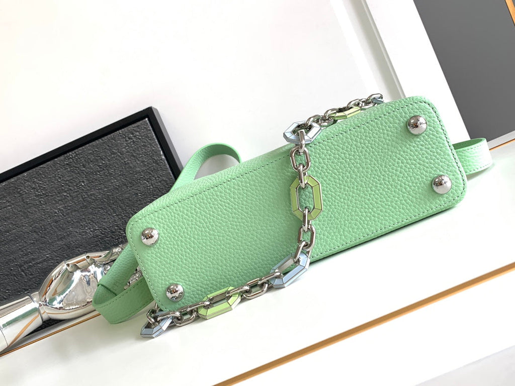 Louis Vuitton Capucines BB 27 in Light Green Taurillon Silver Hardware Bag