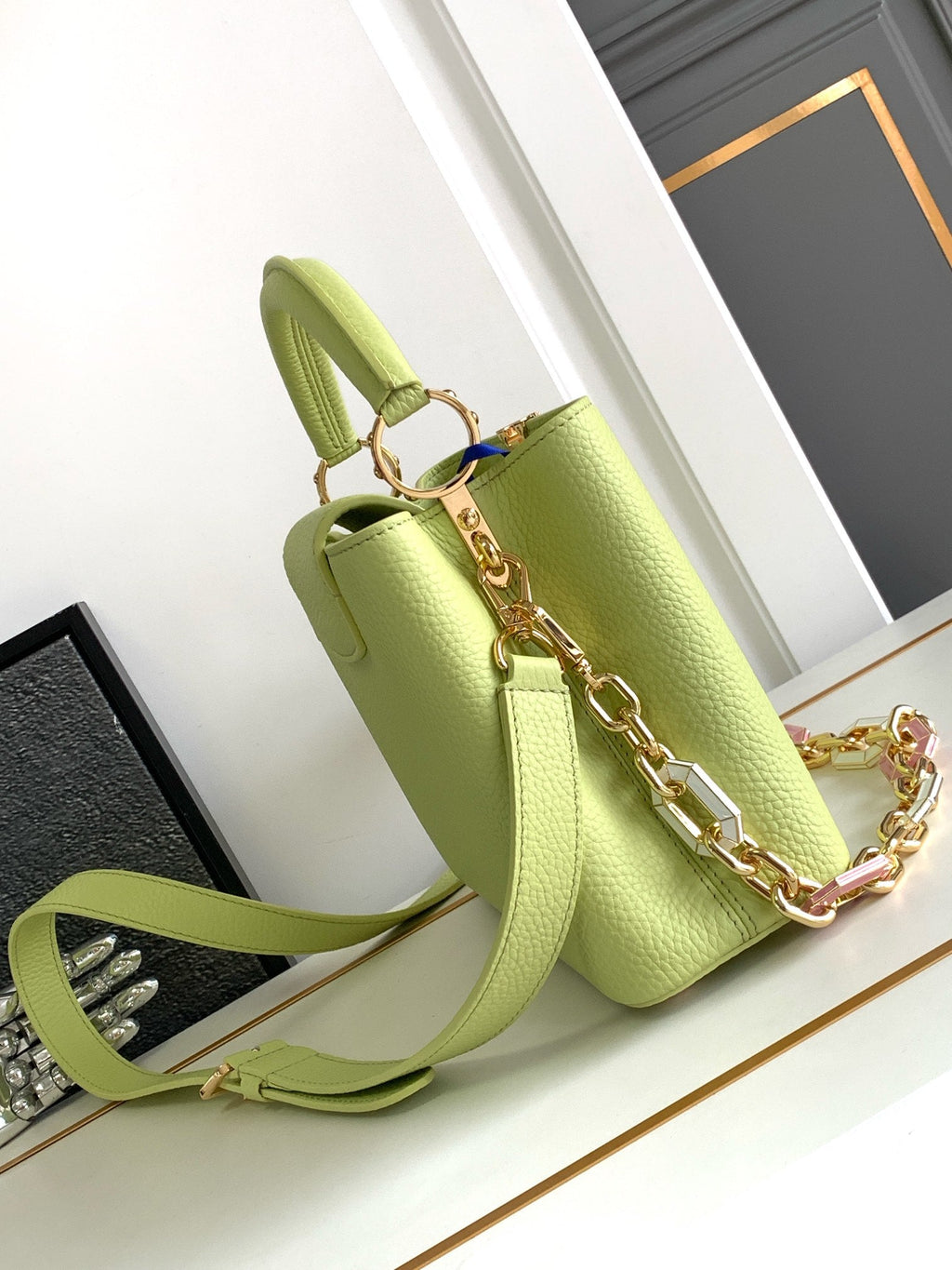 Louis Vuitton Capucines BB 27 in Pear Green Taurillon Gold Hardware Bag