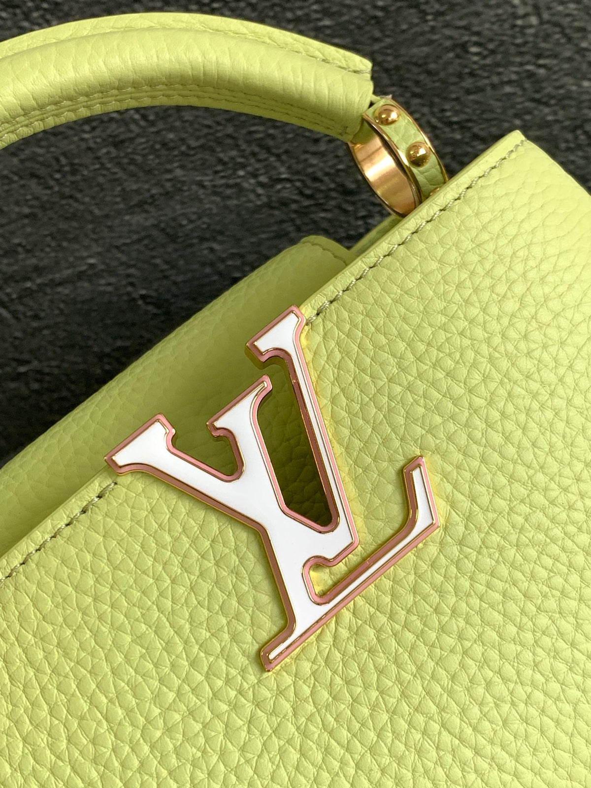 Louis Vuitton Capucines Mini 21 in Pear Green Taurillon Gold Hardware Bag
