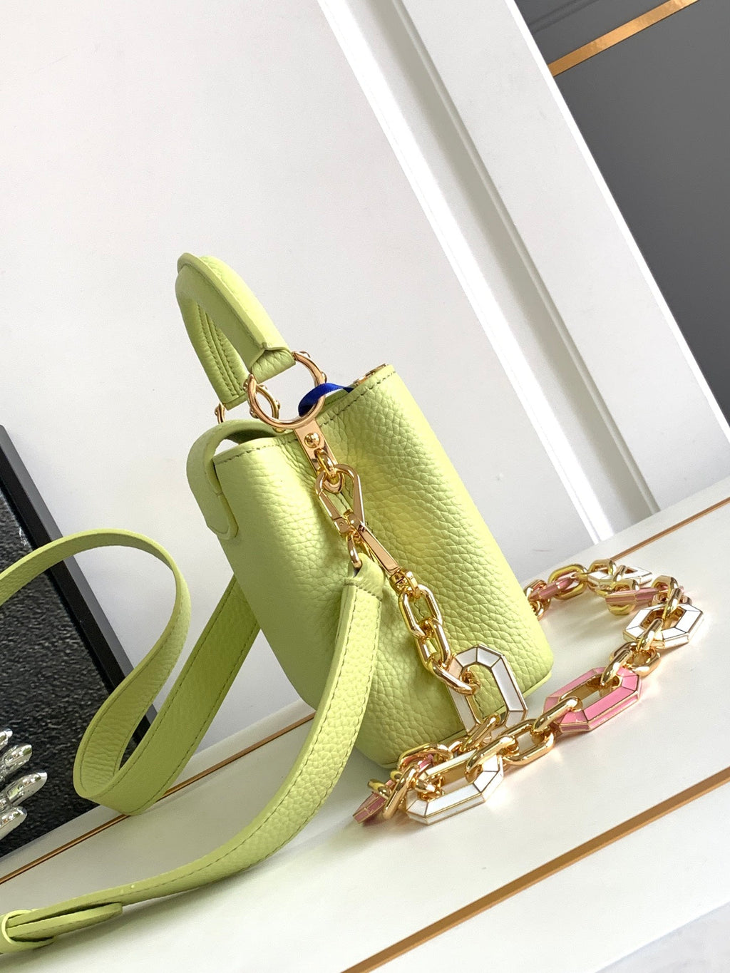 Louis Vuitton Capucines Mini 21 in Pear Green Taurillon Gold Hardware Bag