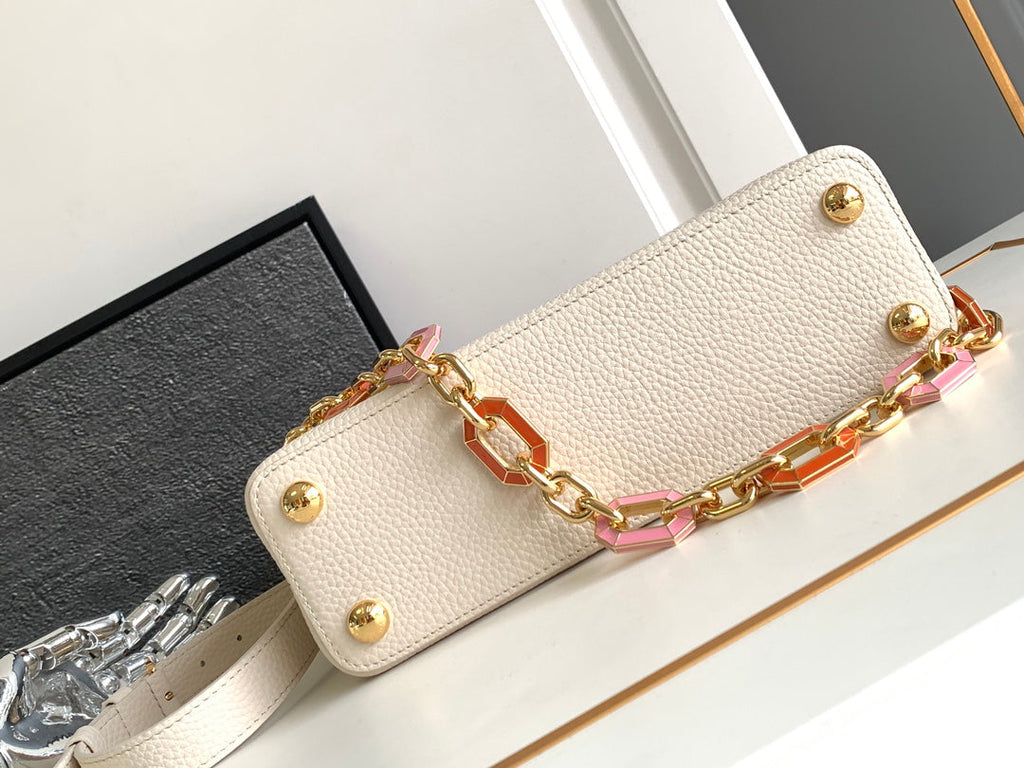 Louis Vuitton Capucines BB 27 in Pearl White Taurillon Gold Hardware Bag