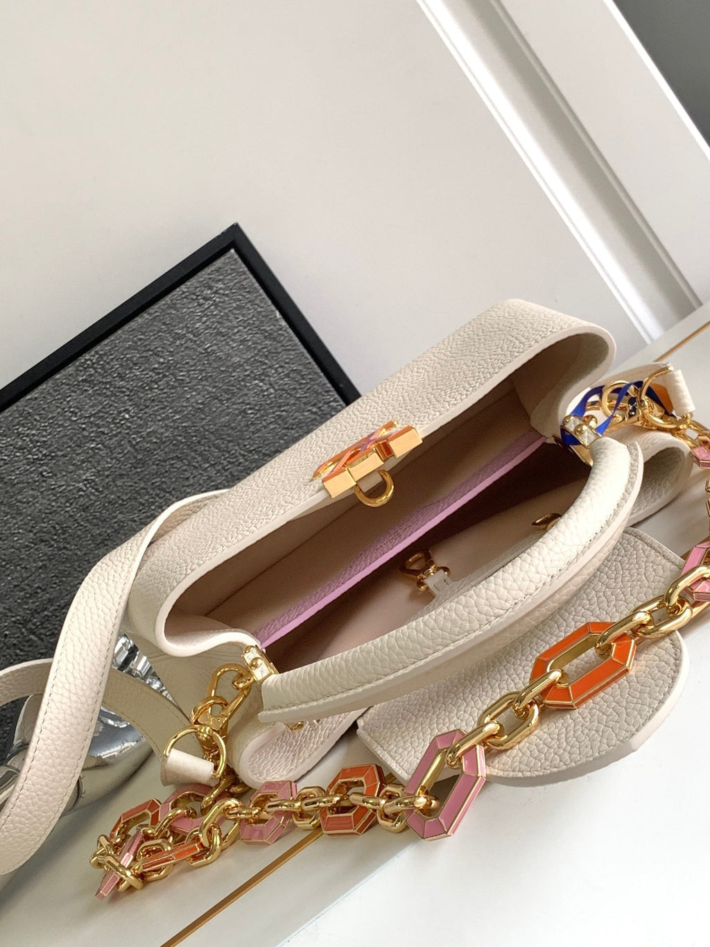 Louis Vuitton Capucines BB 27 in Pearl White Taurillon Gold Hardware Bag