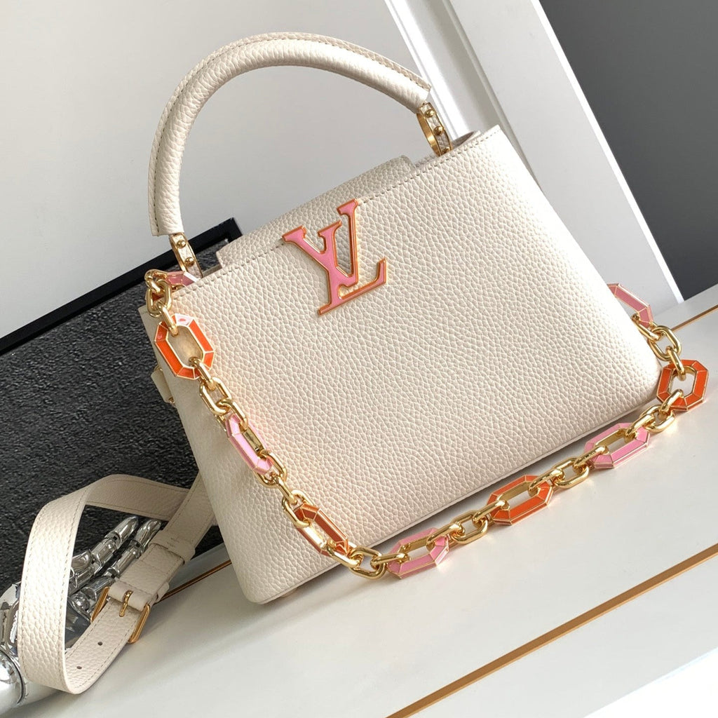 Louis Vuitton Capucines BB 27 in Pearl White Taurillon Gold Hardware Bag