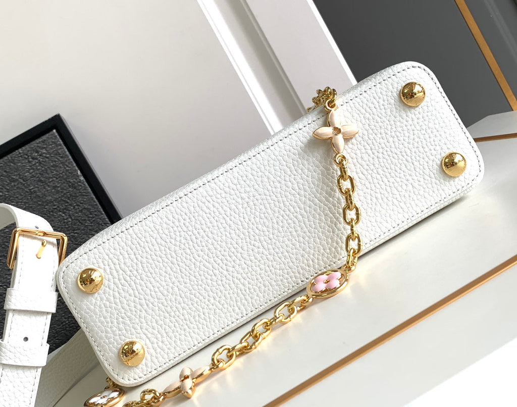 Louis Vuitton Capucines BB 27 in White Mix Pink and Beige Taurillon Gold Hardware Bag