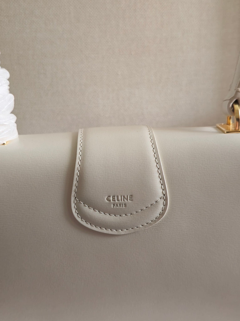 Celine Josephine Bag 18.5 in White Patent Calfskin