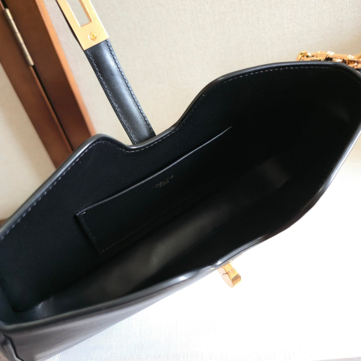 Celine 25S Shoulder Camille 16 Soft 27mm in Black Calfskin Gold Hardware Bag