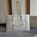 Celine 25S Flat Cabas New Luggage 44mm in White Glossy Calfskin Bag