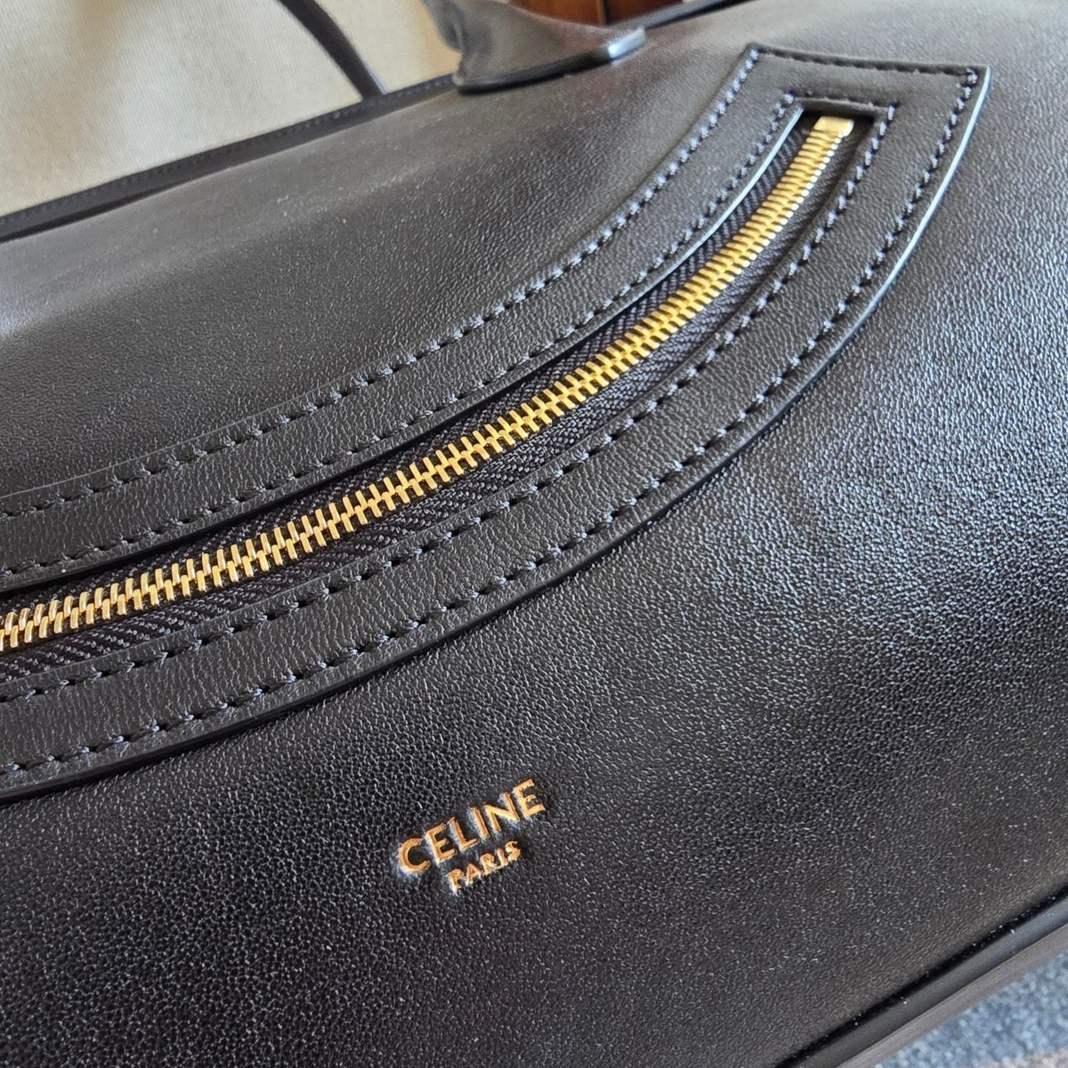 Celine 25S Medium Smiling New Luggage 44mm in Black Supple Shiny Lambskin Bag