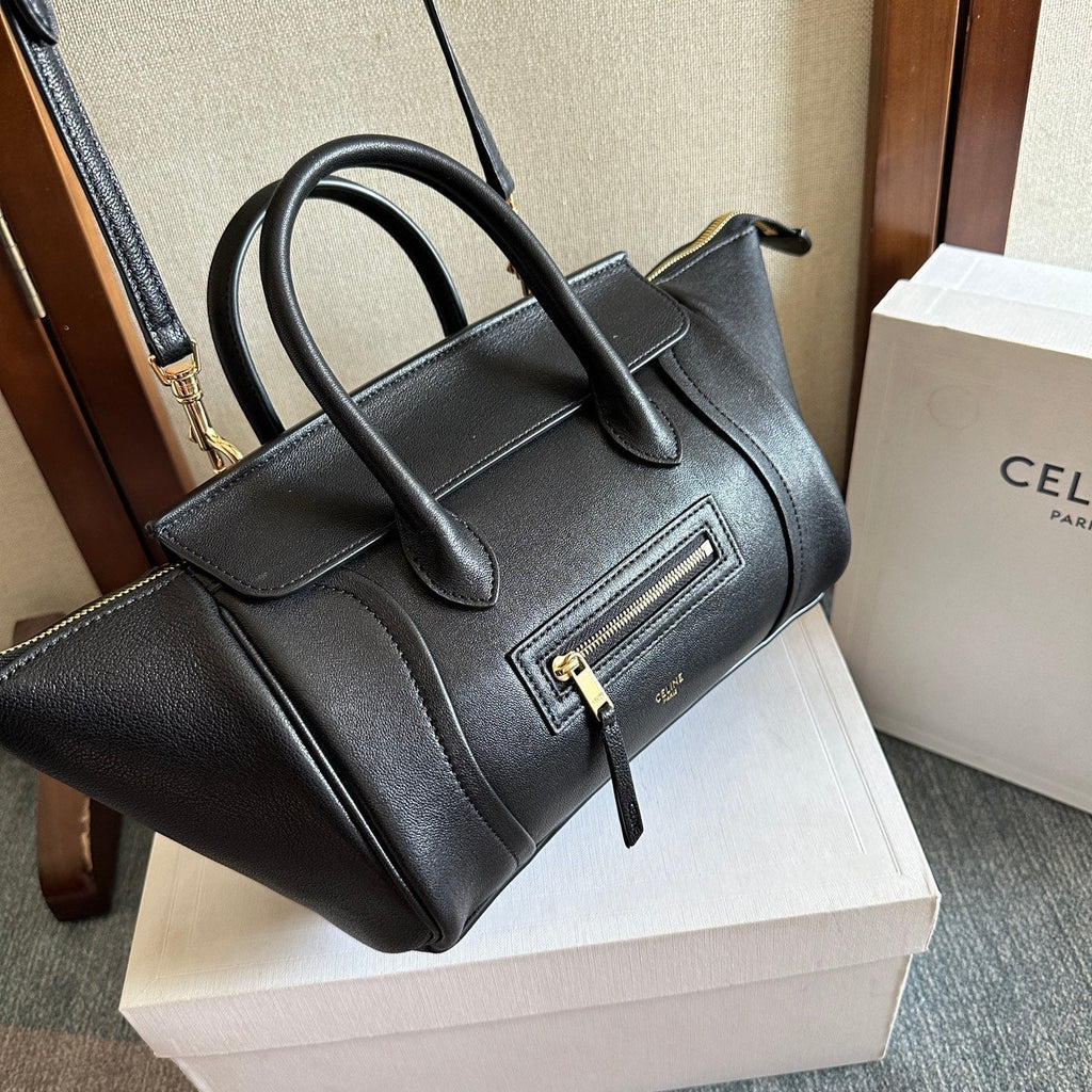 Celine 25S New Luggage 36mm in Black Calfskin Gold Hardware Bag