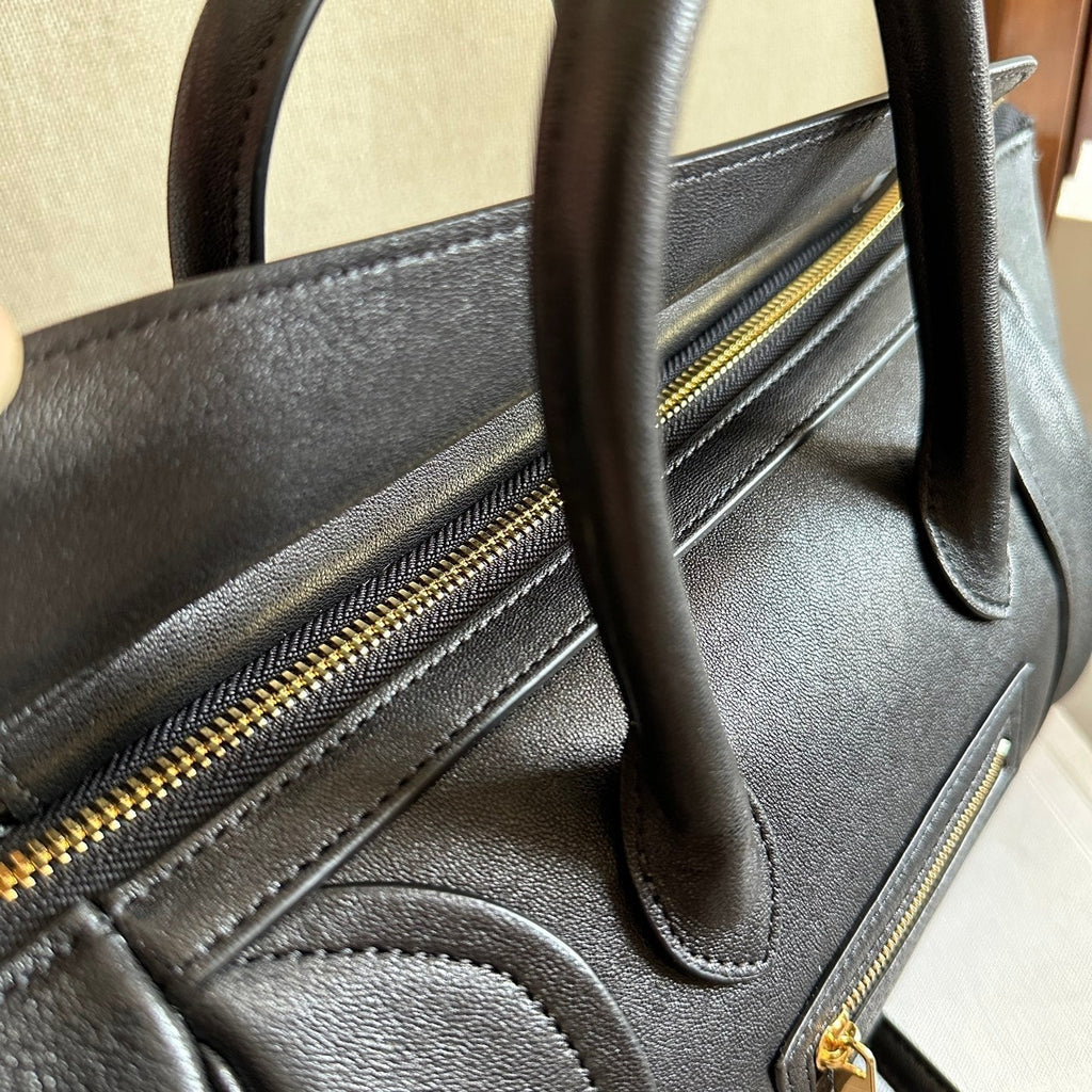 Celine 25S New Luggage 36mm in Black Calfskin Gold Hardware Bag