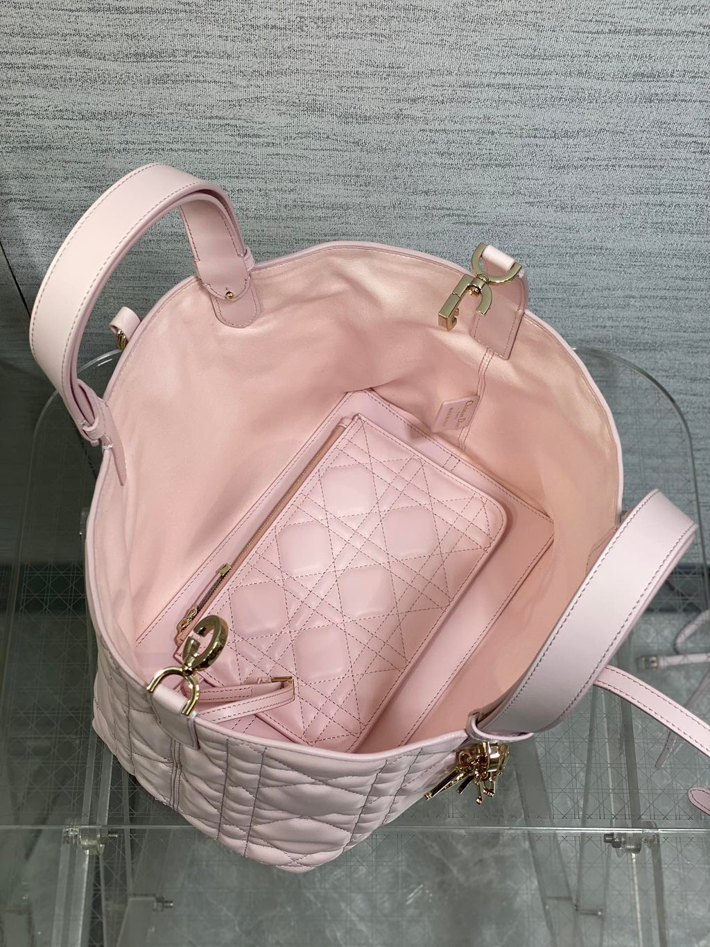 Dior Always Medium 28 Bag in Light Pink Macrocannage Calfskin