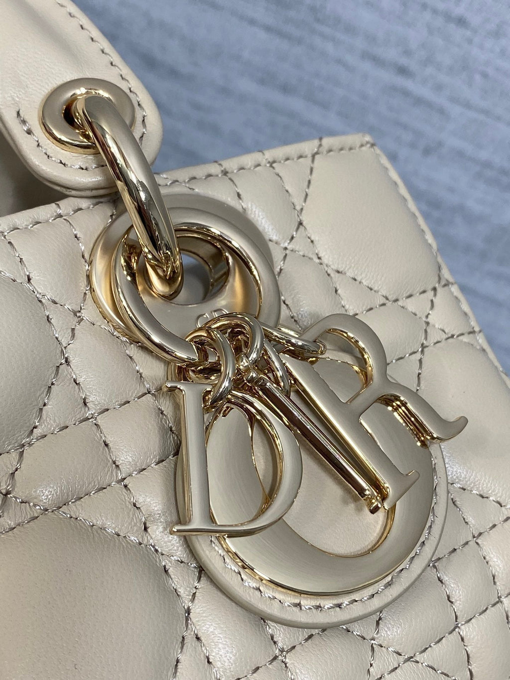 Dior 25S Micro Lady D-Joy 19 in Powder Beige Calfskin Gold Hardwre Bag
