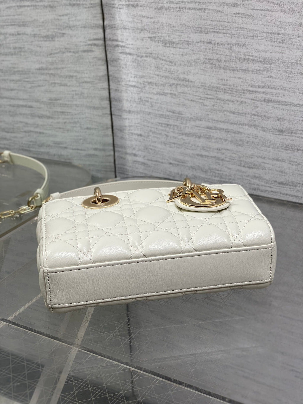 Dior 25S Micro Lady D-Joy 19 in Ivory Calfskin Gold Hardware Bag