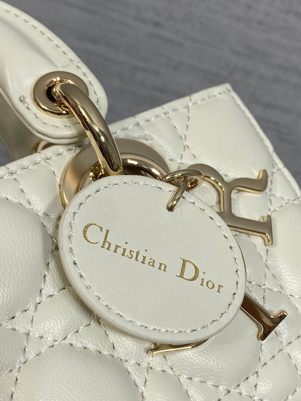 Dior 25S Micro Lady D-Joy 19 in Ivory Calfskin Gold Hardware Bag