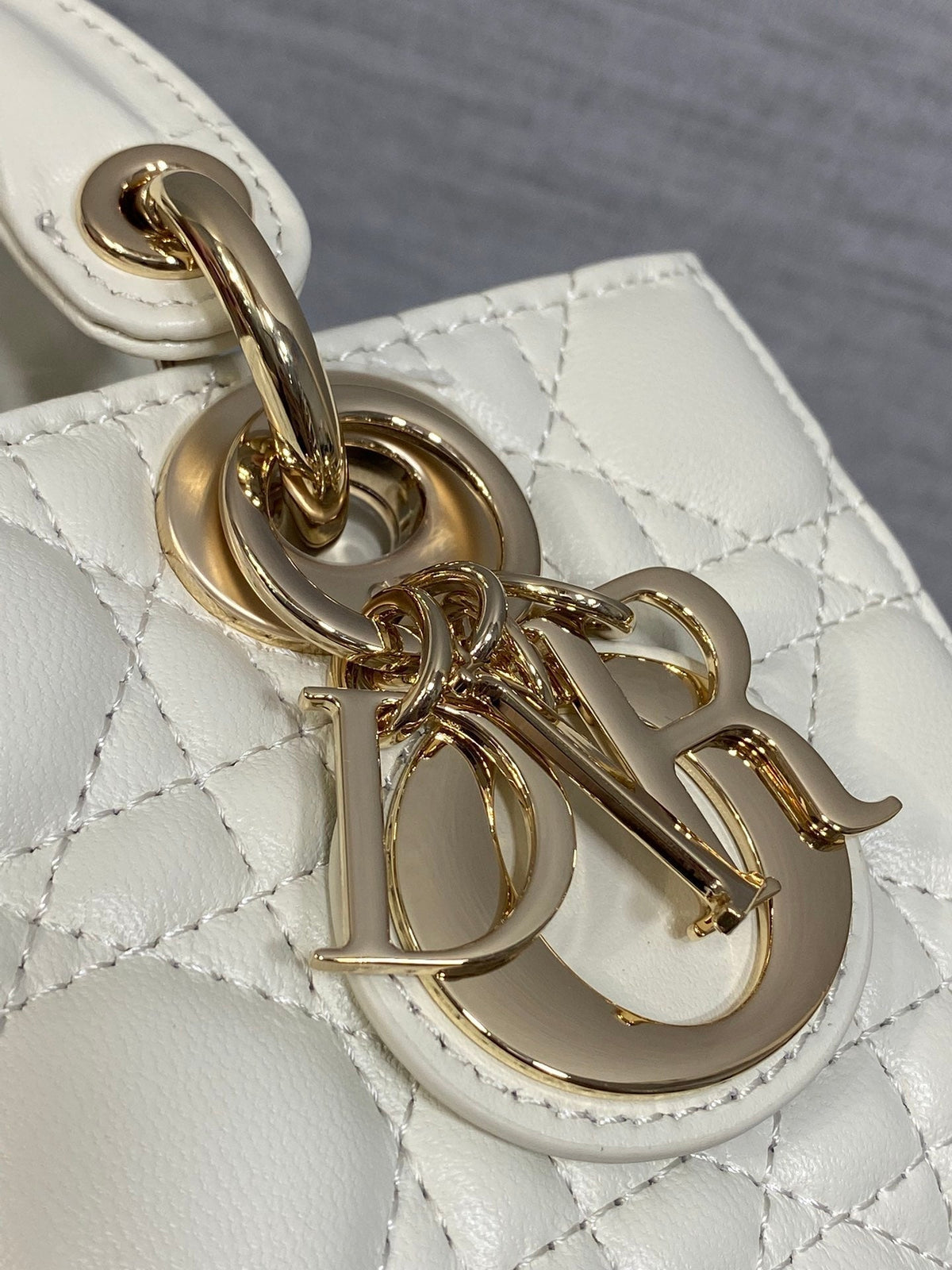 Dior 25S Micro Lady D-Joy 19 in Ivory Calfskin Gold Hardware Bag