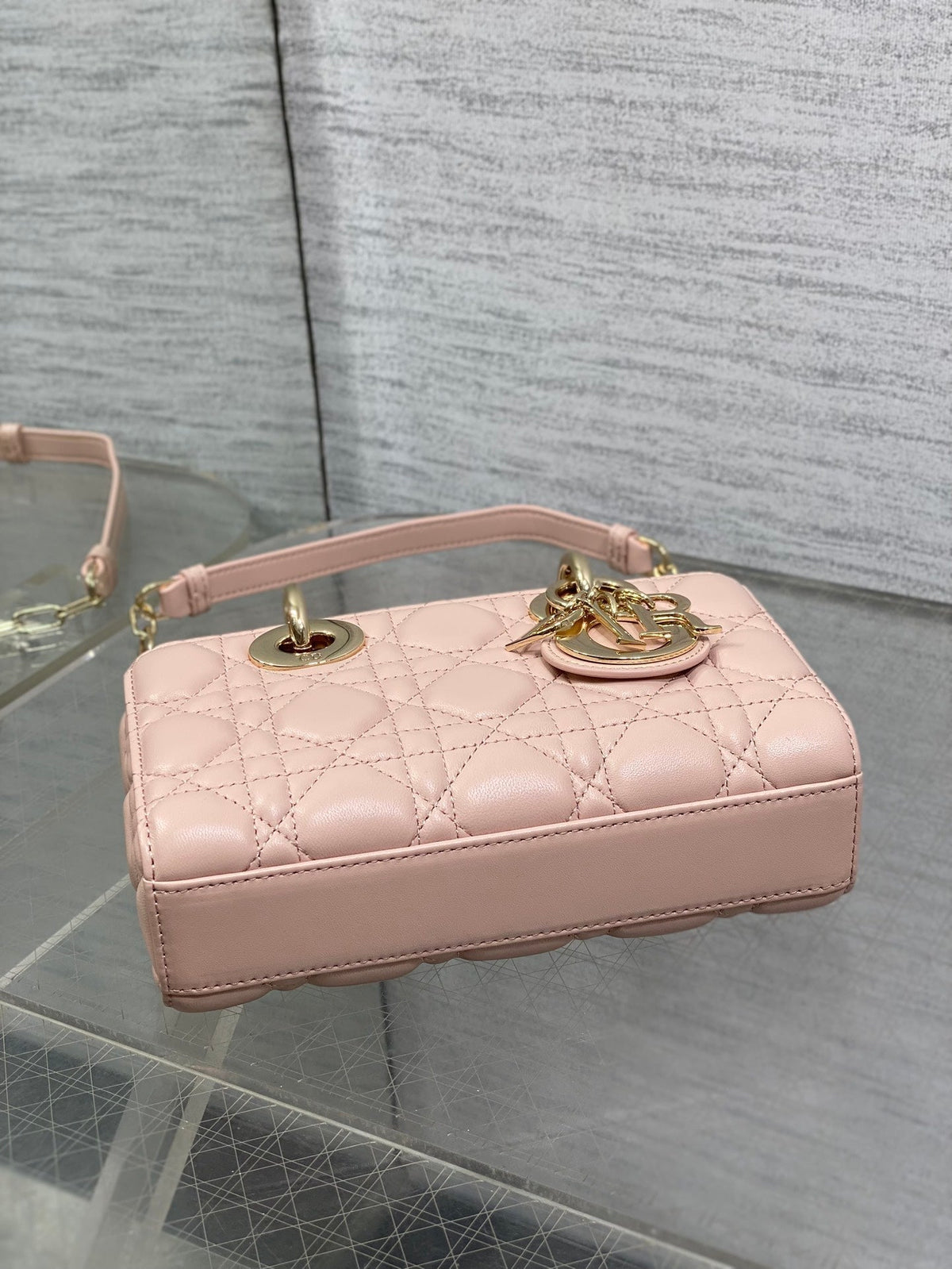 Dior 25S Micro Lady D-Joy 19 in Baby Pink Calfskin Gold Hardware Bag