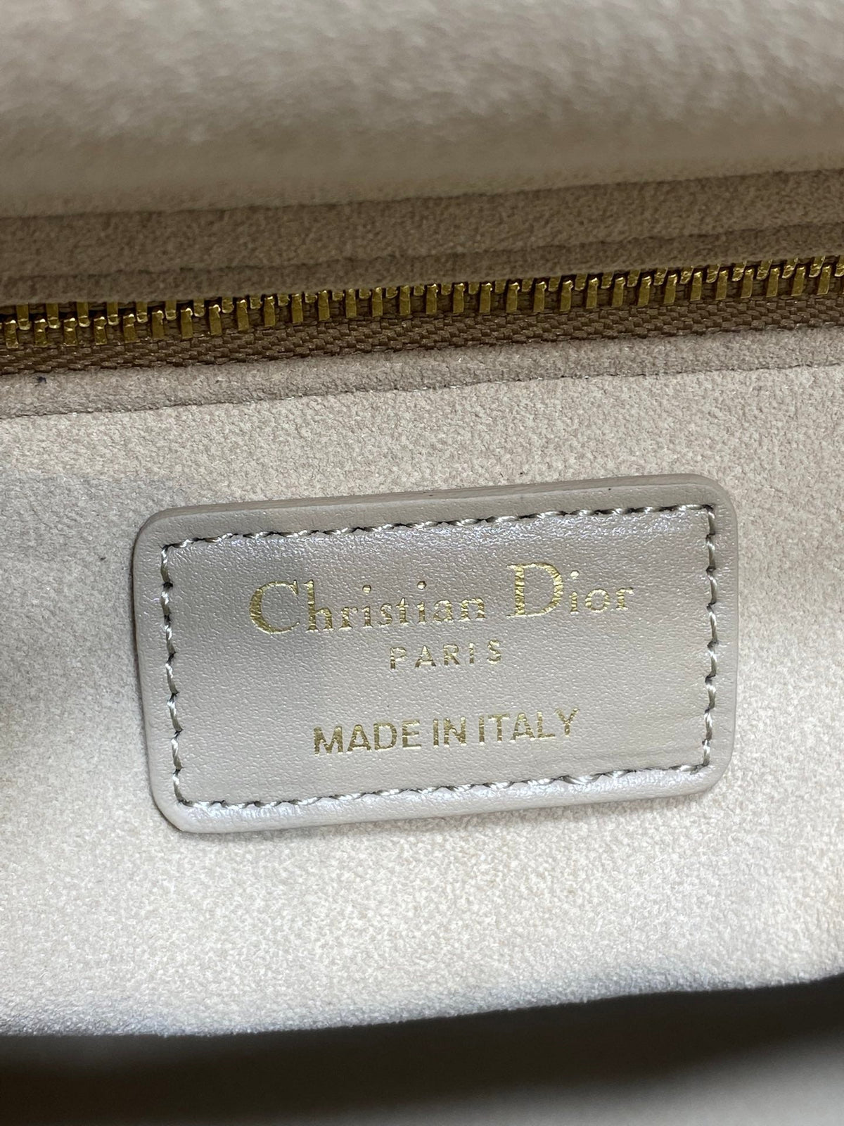 Dior 25S Medium Lady Bag 24 in Powder Beige Calfskin Gold Hardware