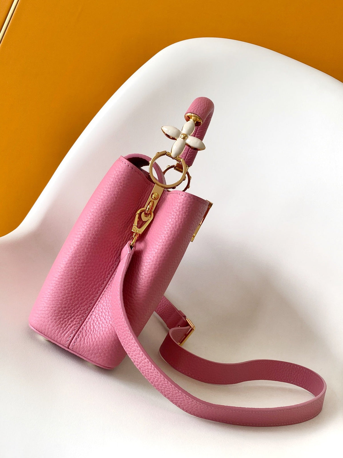 Louis Vuitton Capucines Mini 21 in Marshmallow Pink Taurillon Gold Hardware Bag