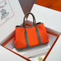 Hermes Garden Party 30cm in Orange Minimum Toilets Cotton Canvas and Brown Calfskin Bag