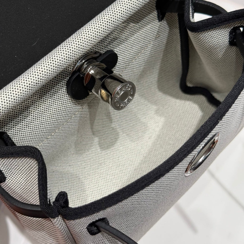 Hermes 25S Mini Herbag 20 in Sage Gray Canvas Silver Hardware Bag