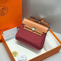 Hermes 25S Mini Herbag 20 in Plum Red Canvas Silver Hardware Bag