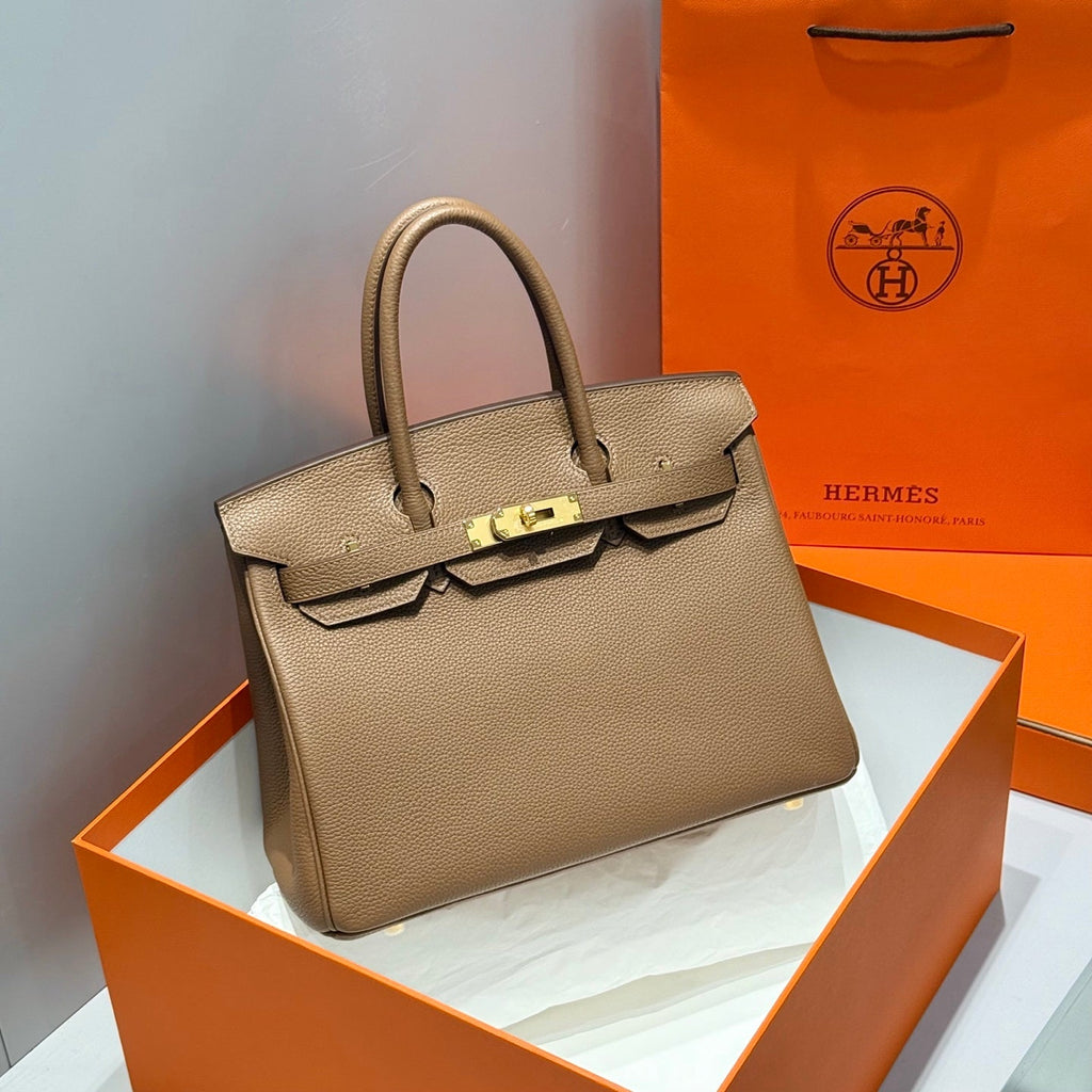Hermes 25S Birkin 30 in Coffee Calfskin Gold Hardware Bag