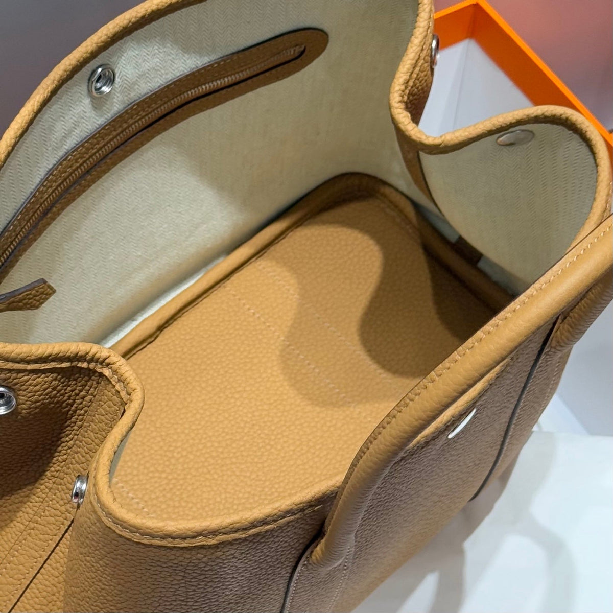 Hermes 25S Garden Party 30 in Caramel Calfskin Bag