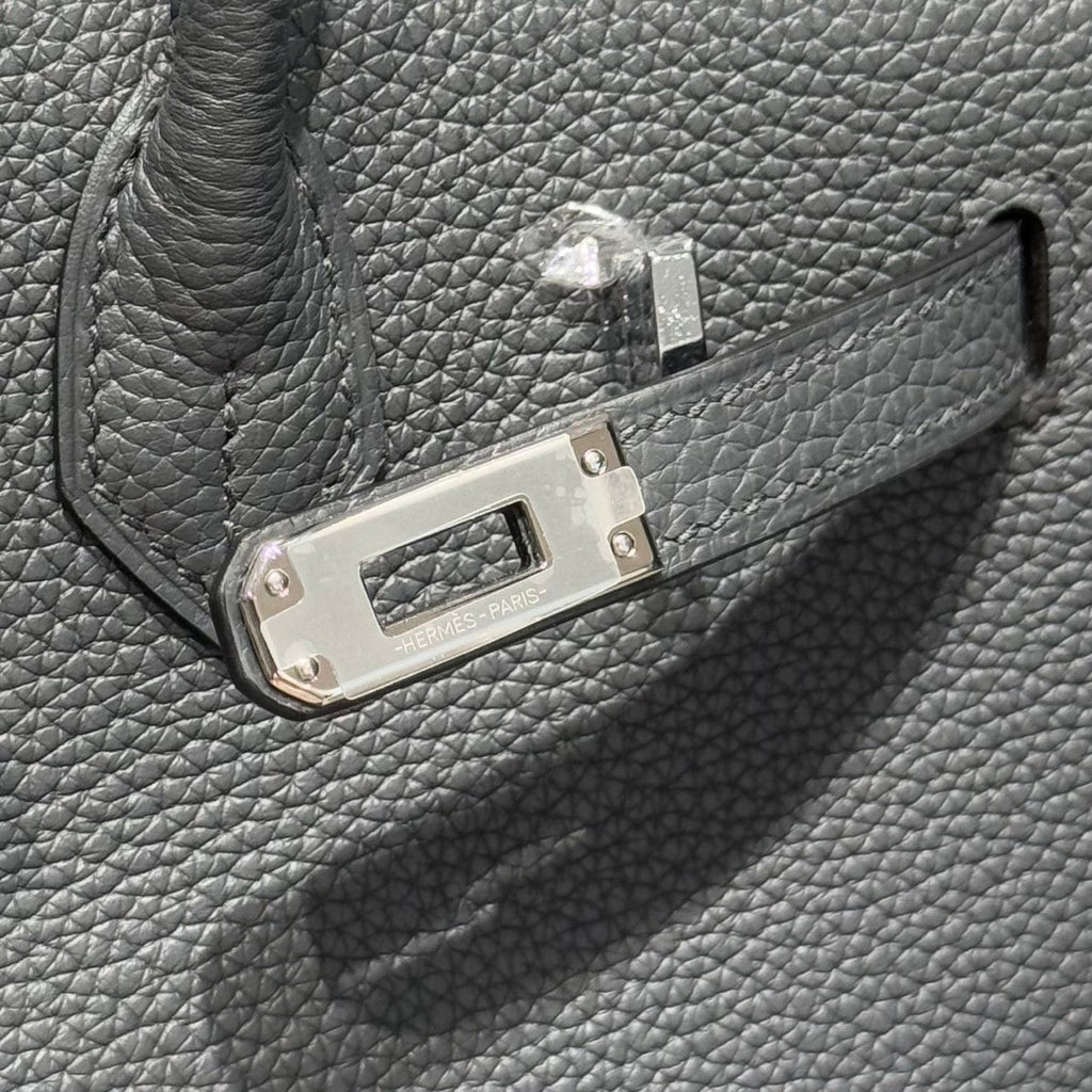 Hermes 25S Medium Birkin 25 in Charcoal Gray Calfskin Silver Hardware Bag