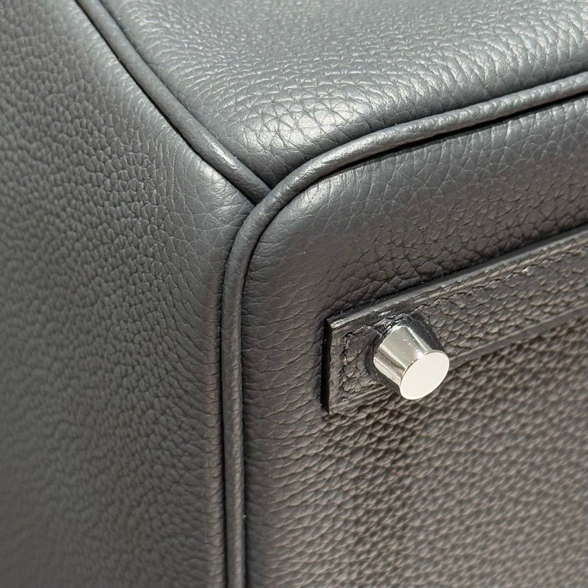 Hermes 25S Medium Birkin 25 in Charcoal Gray Calfskin Silver Hardware Bag