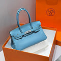 Hermes 25S Shoulder Birkin 29 in Denim Blue Calfskin Silver Hardware Bag