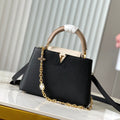 Louis Vuitton Capucines BB 27 in Black Mix White Taurillon Gold Hardware Bag
