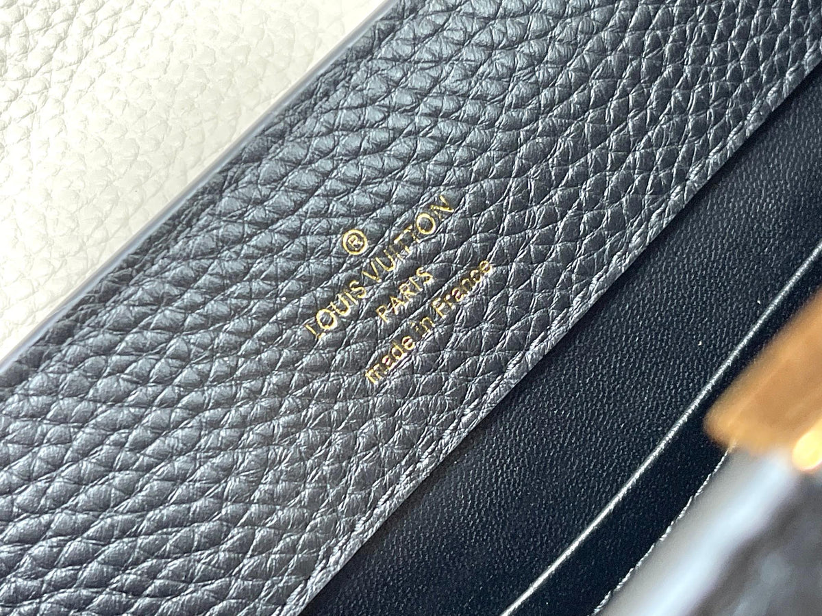 Louis Vuitton Capucines BB 27 in Black Mix White Taurillon Gold Hardware Bag